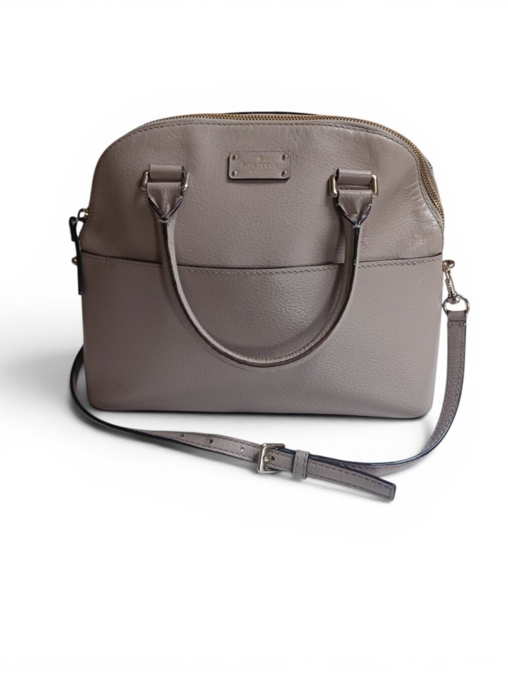 Kate Spade "Grove Street Carli" Pebbled Leather Satchel Crossbody– Warm Beige - Picture 12 of 16